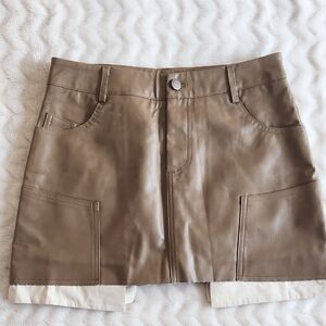 Chic Tan Leather Mini Skirt